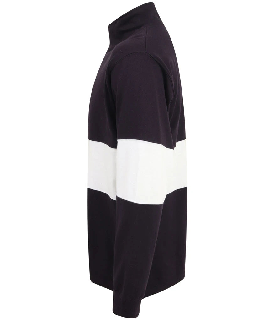Tangerine Dream UK Panelled 1/4 Zip Neck Top Heavyweight Single Jersey Navy/White XS - 2XL TDFR006