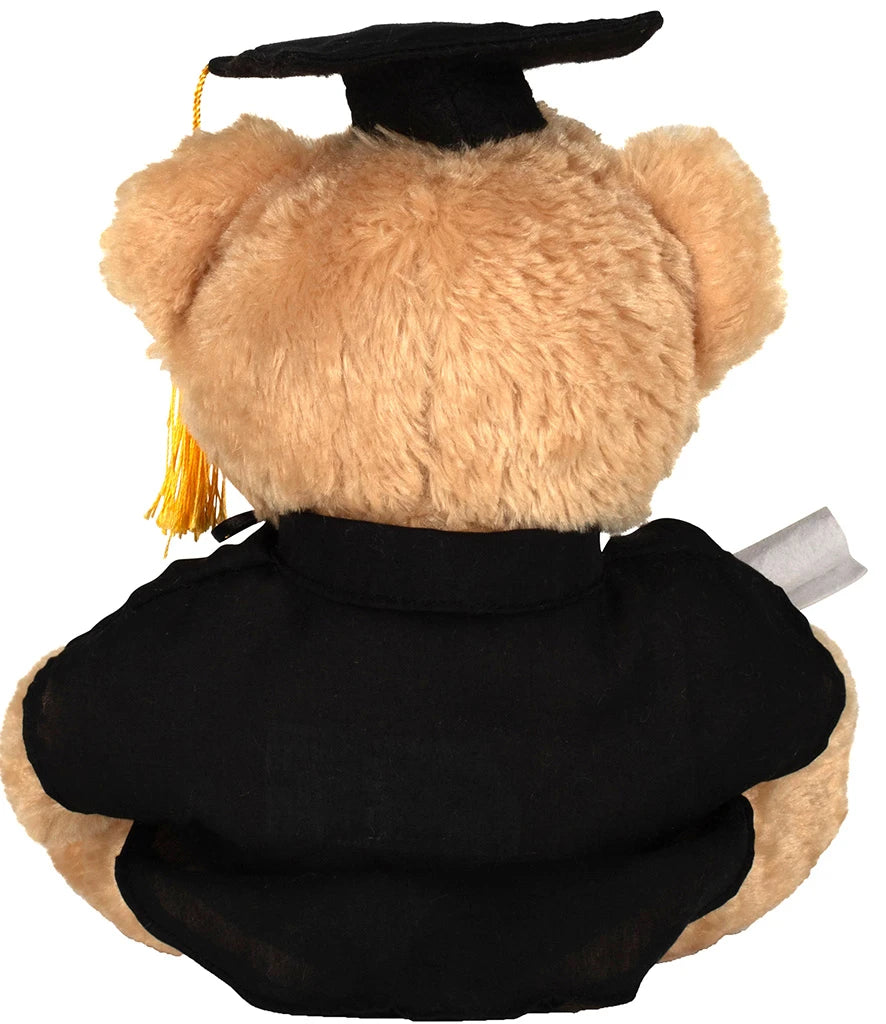 Mumbles Light Brown graduation Bear With Black Gown Hat & Scroll MM36 (PL)