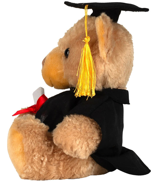 Mumbles Light Brown graduation Bear With Black Gown Hat & Scroll MM36 (PL)