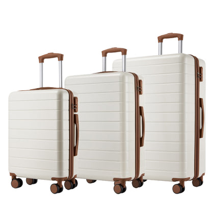 3-Piece Hard Shell Luggage Set (20/24/28 Inch), Lightweight ABS Suitcases with Silent Wheels & Combination Locks KSN2691