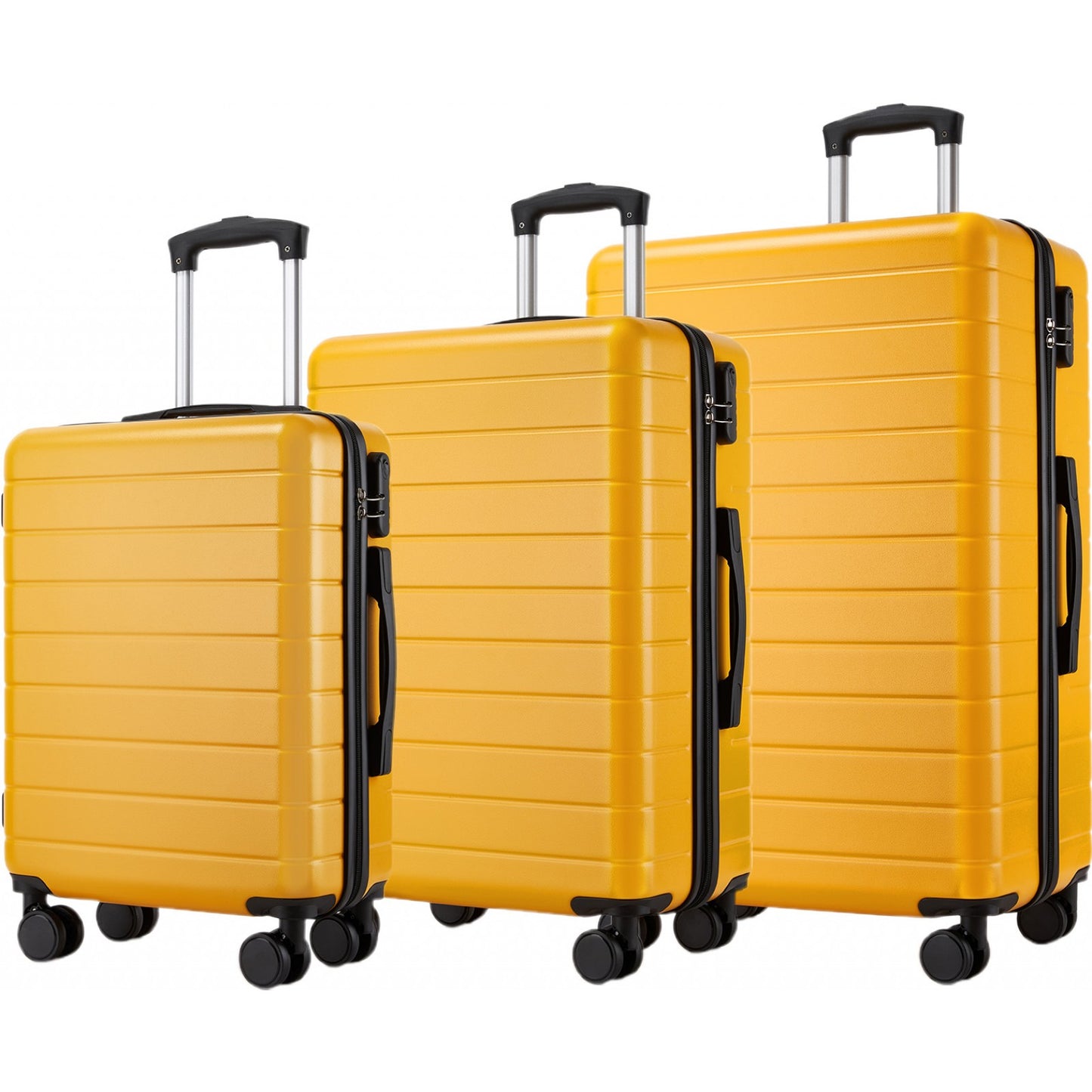 3-Piece Hard Shell Luggage Set (20/24/28 Inch), Lightweight ABS Suitcases with Silent Wheels & Combination Locks KSN2691