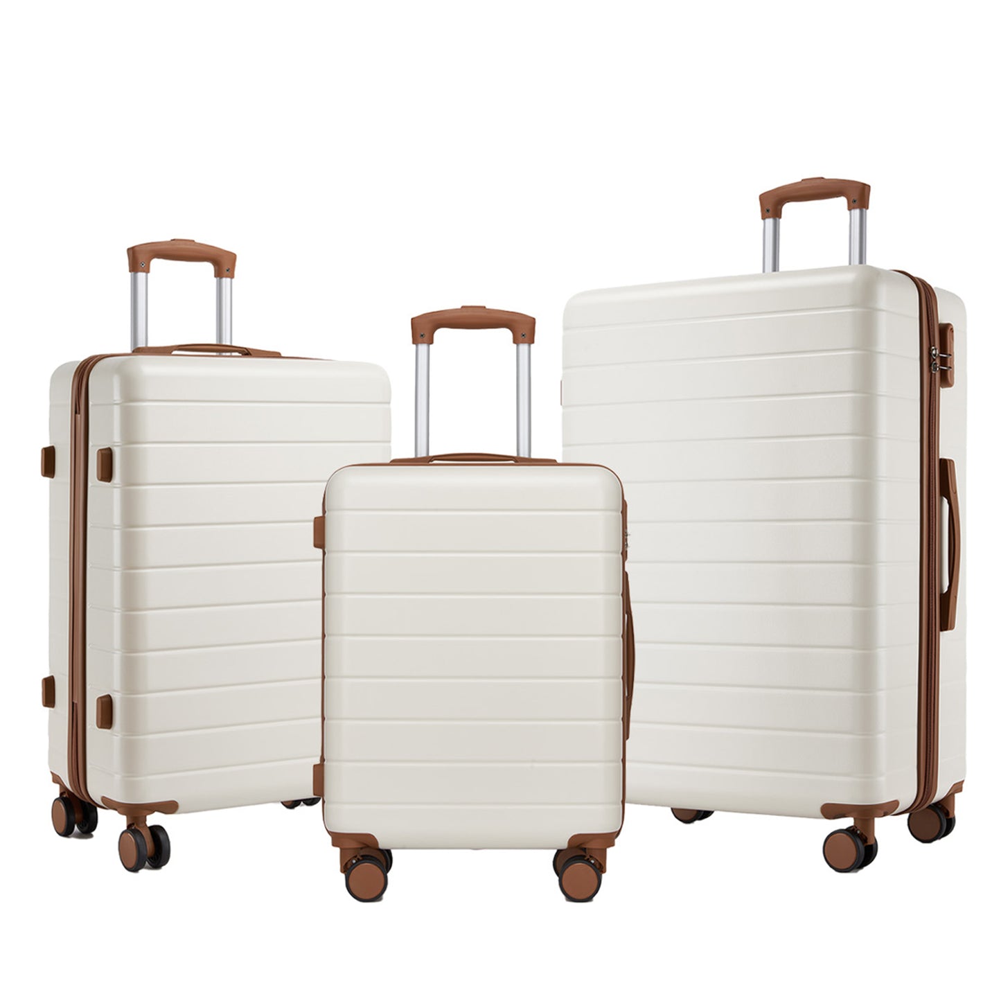 3-Piece Hard Shell Luggage Set (20/24/28 Inch), Lightweight ABS Suitcases with Silent Wheels & Combination Locks KSN2691