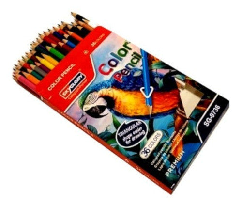 36 Pack Triangular Colouring Pencils Pack 36 Assorted Colours School Home Office