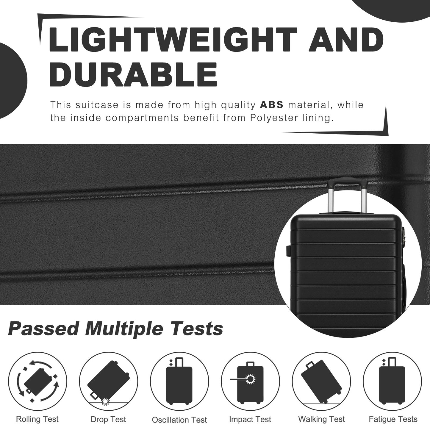 24 Inch Checked Luggage, Durable ABS Hard Shell Suitcase with 360 Silent Spinner Wheels & Secure Combination Lock KSN2691