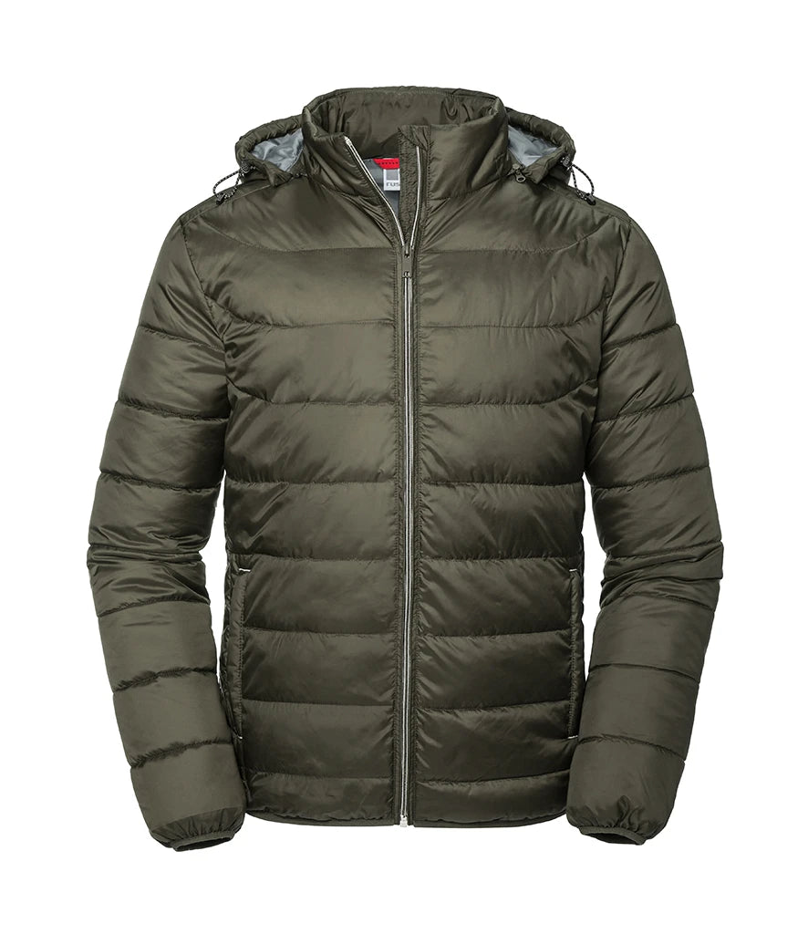 Russell Athletic Hooded Nano Padded Jacket Eco-Efficient Padding by Dupont™ Sorona 4 Colours S-4XL