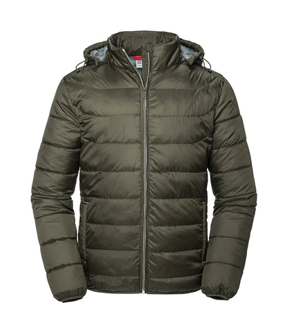Russell Athletic Hooded Nano Padded Jacket Eco-Efficient Padding by Dupont™ Sorona 4 Colours S-4XL