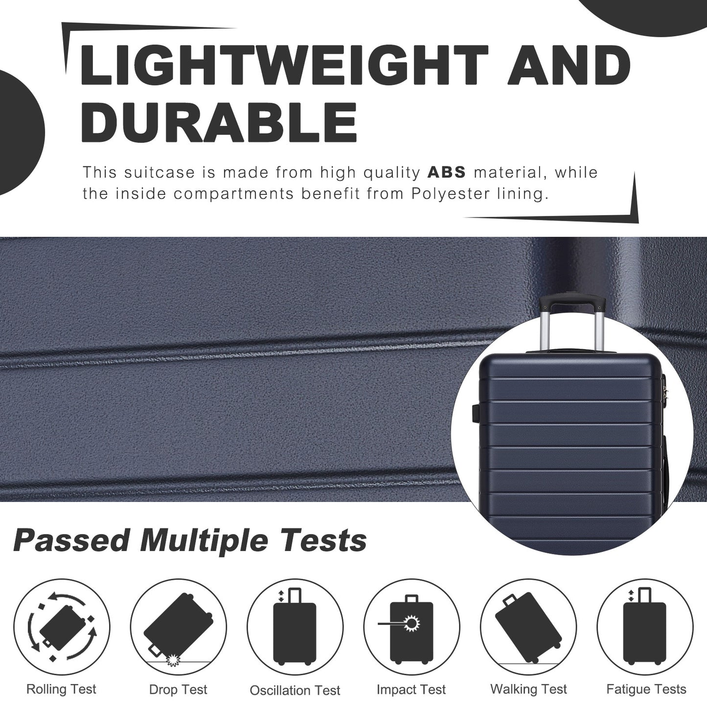 28 Inch Large Checked Luggage, Premium ABS Hard Shell Suitcase with 360 Silent Wheels & Secure Combination Lock KSN2691