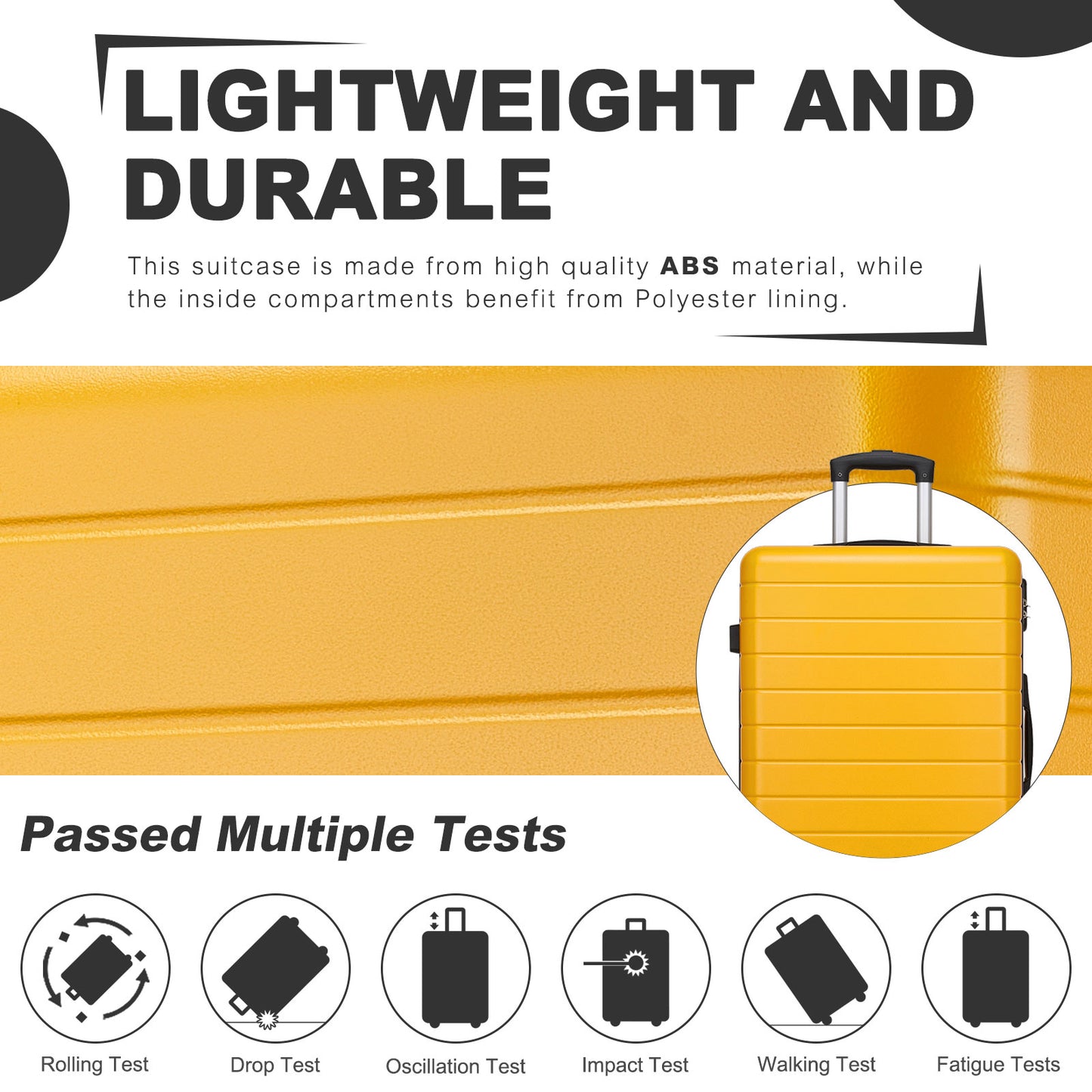 3-Piece Hard Shell Luggage Set (20/24/28 Inch), Lightweight ABS Suitcases with Silent Wheels & Combination Locks KSN2691