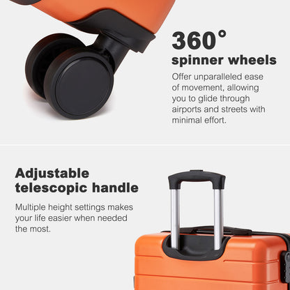 24 Inch Checked Luggage, Durable ABS Hard Shell Suitcase with 360 Silent Spinner Wheels & Secure Combination Lock KSN2691