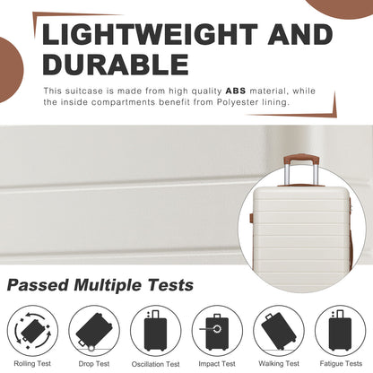 3-Piece Hard Shell Luggage Set (20/24/28 Inch), Lightweight ABS Suitcases with Silent Wheels & Combination Locks KSN2691
