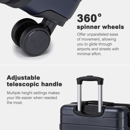 24 Inch Checked Luggage, Durable ABS Hard Shell Suitcase with 360 Silent Spinner Wheels & Secure Combination Lock KSN2691