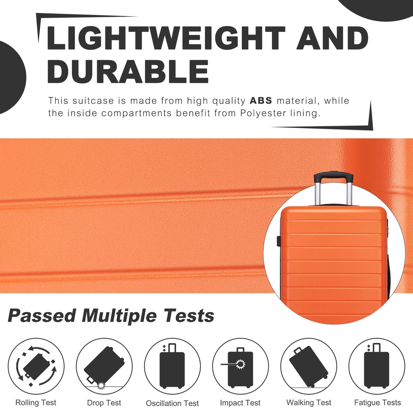 3-Piece Hard Shell Luggage Set (20/24/28 Inch), Lightweight ABS Suitcases with Silent Wheels & Combination Locks KSN2691