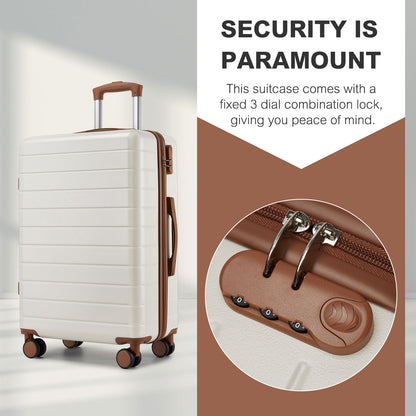 24 Inch Checked Luggage, Durable ABS Hard Shell Suitcase with 360 Silent Spinner Wheels & Secure Combination Lock KSN2691
