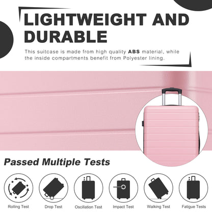 3-Piece Hard Shell Luggage Set (20/24/28 Inch), Lightweight ABS Suitcases with Silent Wheels & Combination Locks KSN2691