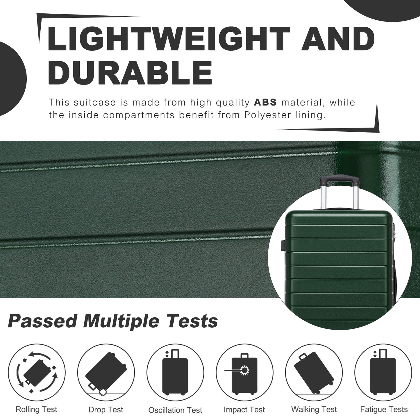 28 Inch Large Checked Luggage, Premium ABS Hard Shell Suitcase with 360 Silent Wheels & Secure Combination Lock KSN2691