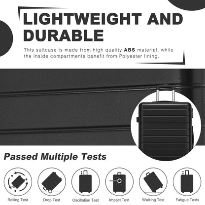 28 Inch Large Checked Luggage, Premium ABS Hard Shell Suitcase with 360 Silent Wheels & Secure Combination Lock KSN2691