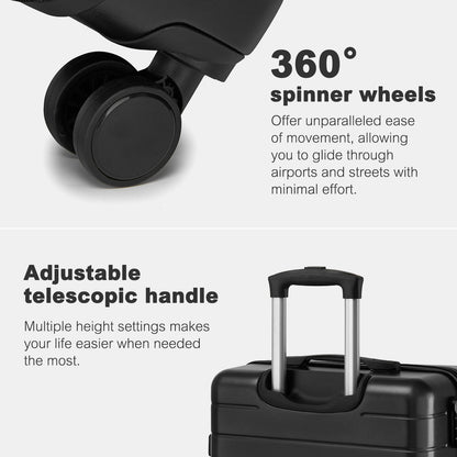 24 Inch Checked Luggage, Durable ABS Hard Shell Suitcase with 360 Silent Spinner Wheels & Secure Combination Lock KSN2691