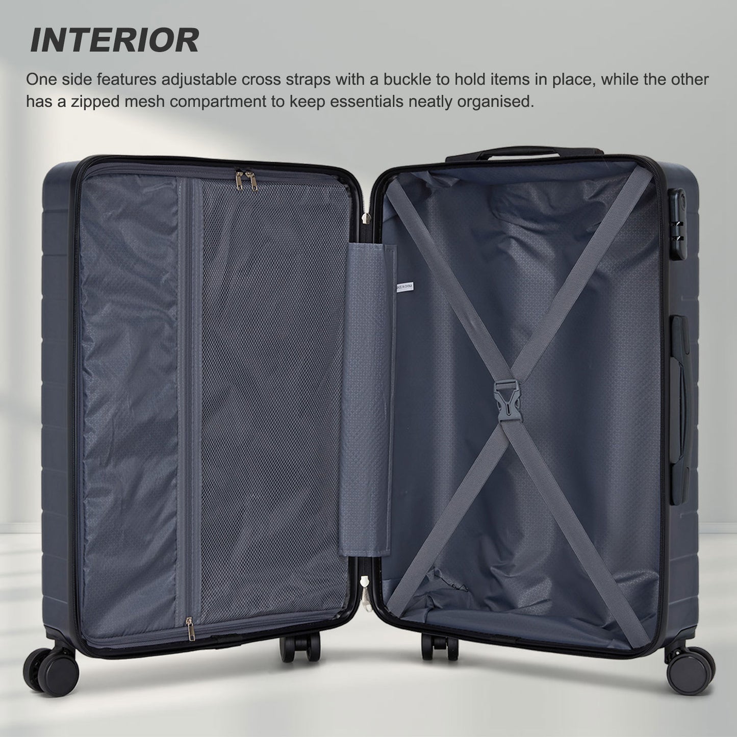 24 Inch Checked Luggage, Durable ABS Hard Shell Suitcase with 360 Silent Spinner Wheels & Secure Combination Lock KSN2691