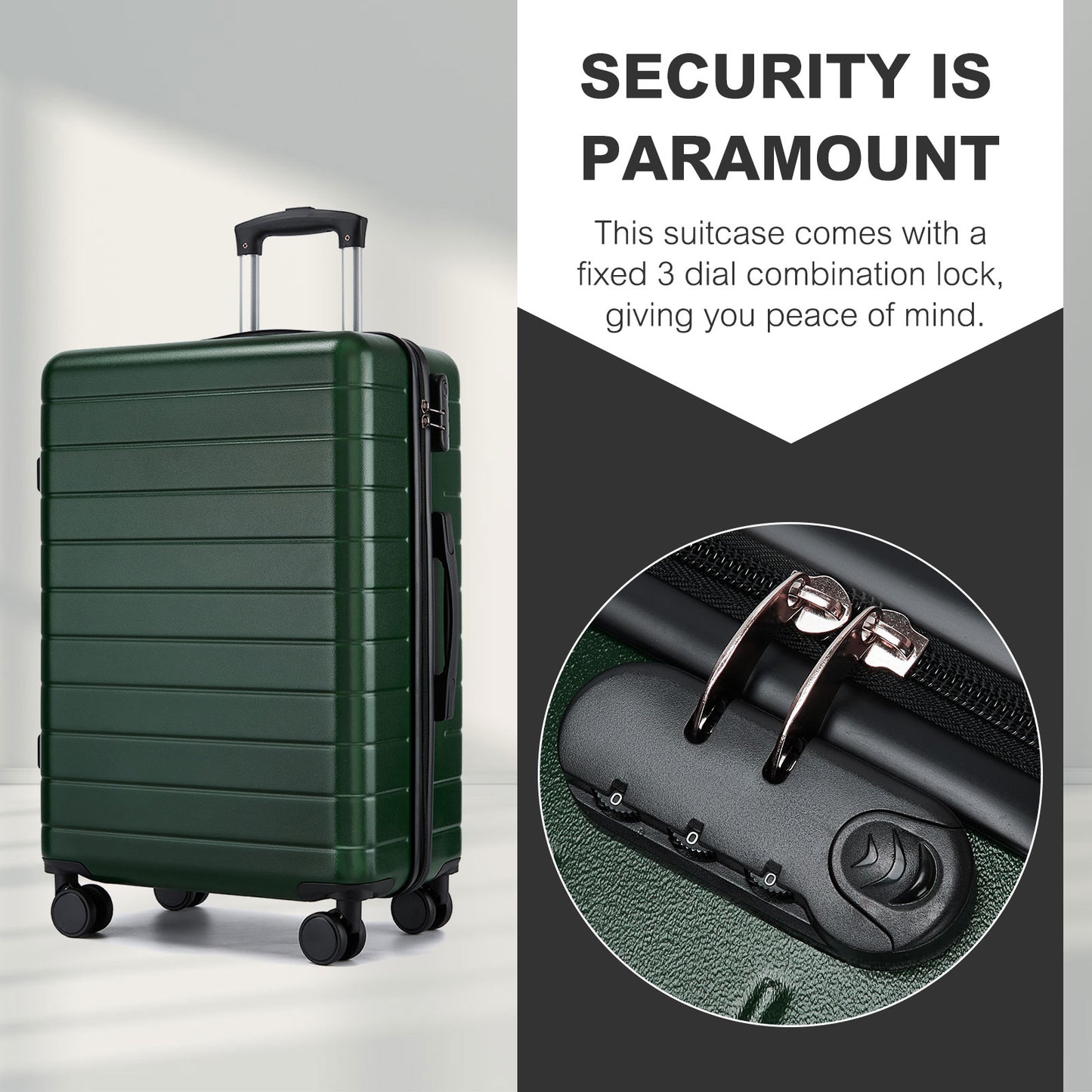 28 Inch Large Checked Luggage, Premium ABS Hard Shell Suitcase with 360 Silent Wheels & Secure Combination Lock KSN2691