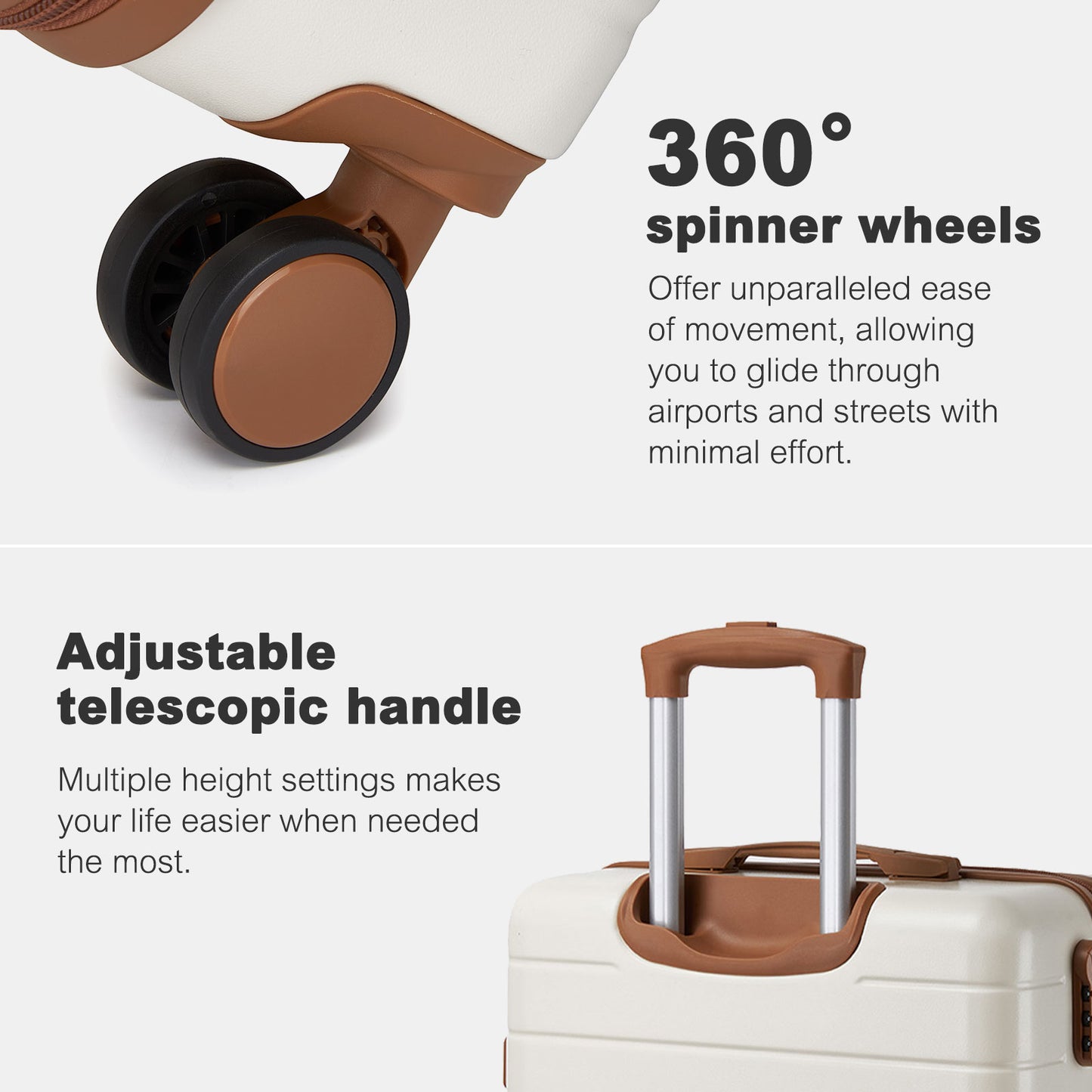 3-Piece Hard Shell Luggage Set (20/24/28 Inch), Lightweight ABS Suitcases with Silent Wheels & Combination Locks KSN2691