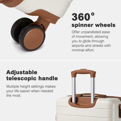 3-Piece Hard Shell Luggage Set (20/24/28 Inch), Lightweight ABS Suitcases with Silent Wheels & Combination Locks KSN2691