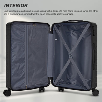 28 Inch Large Checked Luggage, Premium ABS Hard Shell Suitcase with 360 Silent Wheels & Secure Combination Lock KSN2691