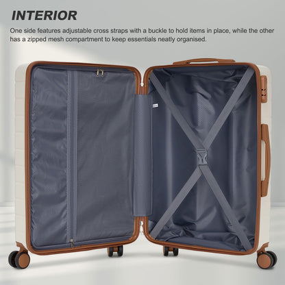 3-Piece Hard Shell Luggage Set (20/24/28 Inch), Lightweight ABS Suitcases with Silent Wheels & Combination Locks KSN2691