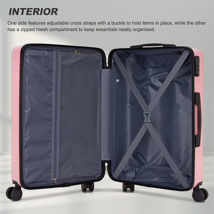 28 Inch Large Checked Luggage, Premium ABS Hard Shell Suitcase with 360 Silent Wheels & Secure Combination Lock KSN2691