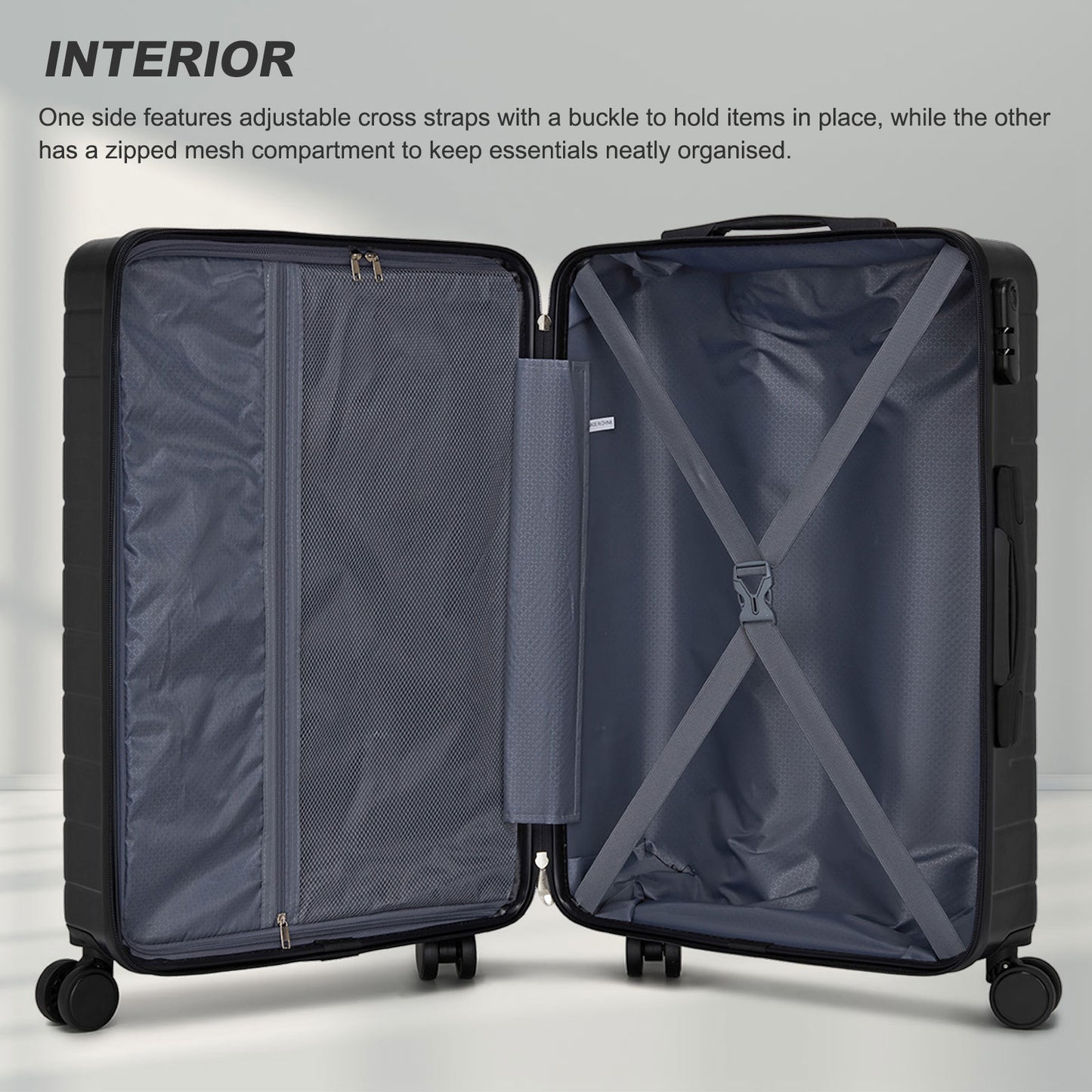 3-Piece Hard Shell Luggage Set (20/24/28 Inch), Lightweight ABS Suitcases with Silent Wheels & Combination Locks KSN2691