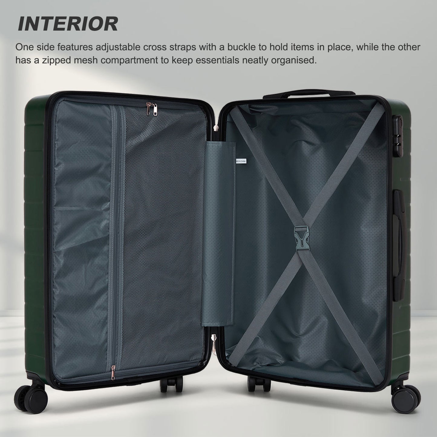 3-Piece Hard Shell Luggage Set (20/24/28 Inch), Lightweight ABS Suitcases with Silent Wheels & Combination Locks KSN2691
