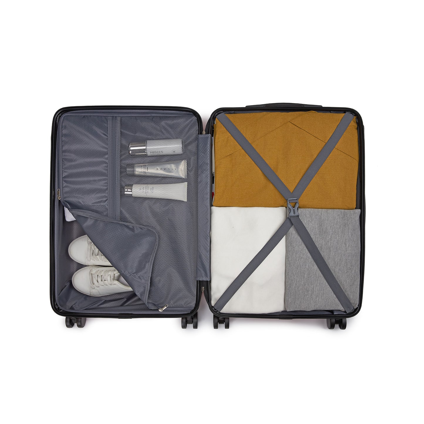 24 Inch Checked Luggage, Durable ABS Hard Shell Suitcase with 360 Silent Spinner Wheels & Secure Combination Lock KSN2691