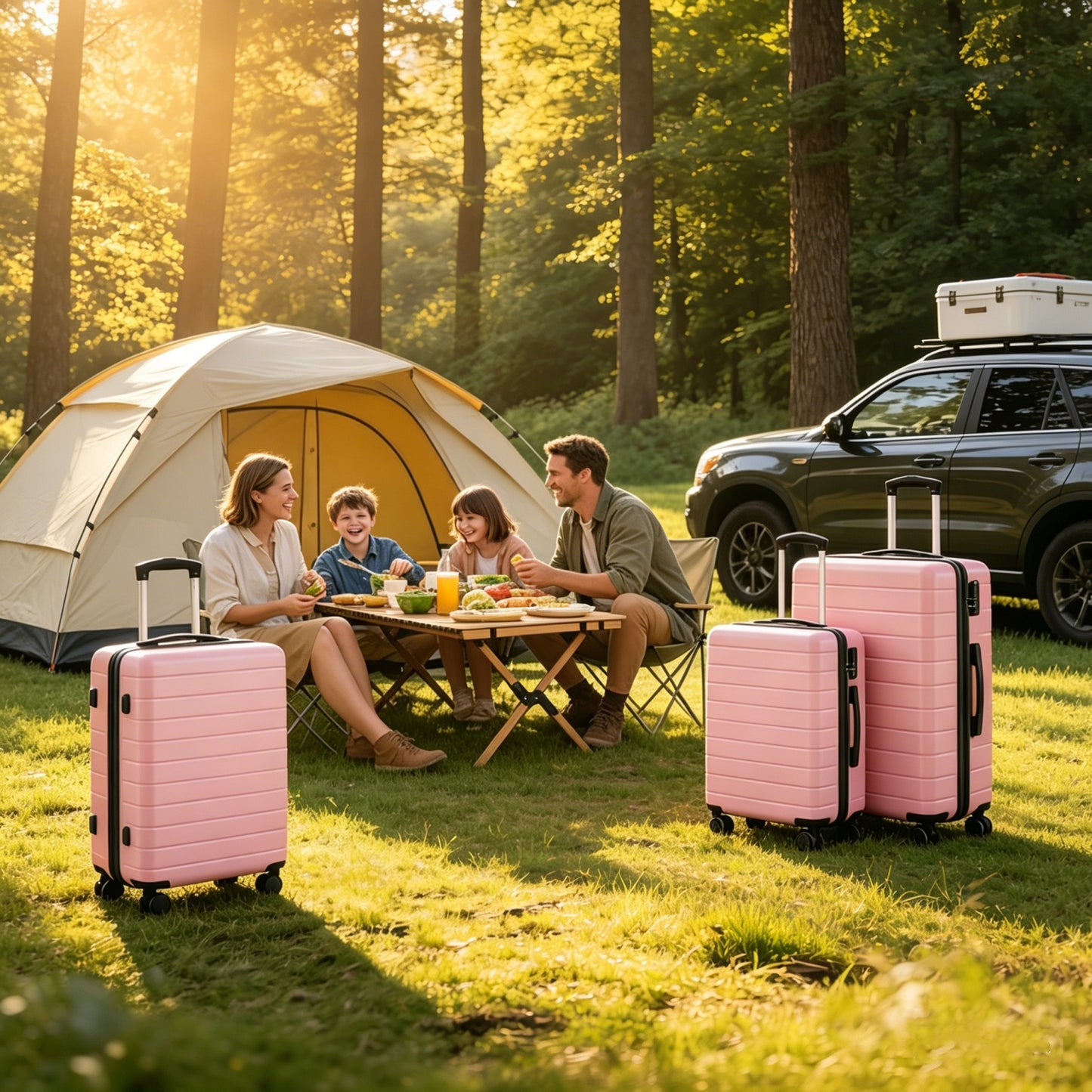 3-Piece Hard Shell Luggage Set (20/24/28 Inch), Lightweight ABS Suitcases with Silent Wheels & Combination Locks KSN2691