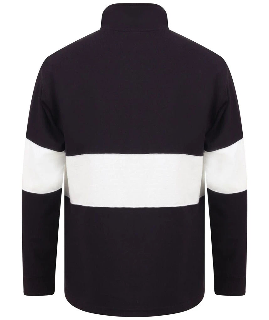 Tangerine Dream UK Panelled 1/4 Zip Neck Top Heavyweight Single Jersey Navy/White XS - 2XL TDFR006