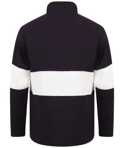 Tangerine Dream UK Panelled 1/4 Zip Neck Top Heavyweight Single Jersey Navy/White XS - 2XL TDFR006
