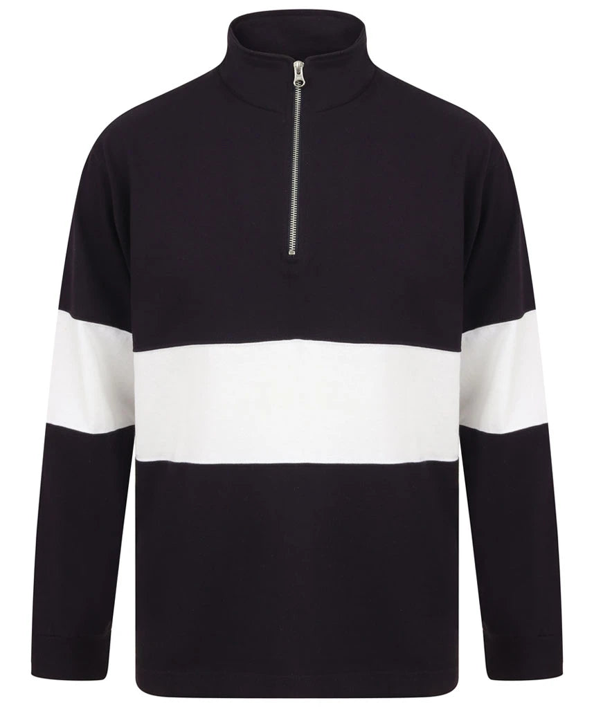 Tangerine Dream UK Panelled 1/4 Zip Neck Top Heavyweight Single Jersey Navy/White XS - 2XL TDFR006