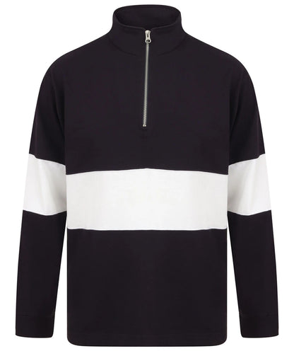 Tangerine Dream UK Panelled 1/4 Zip Neck Top Heavyweight Single Jersey Navy/White XS - 2XL TDFR006