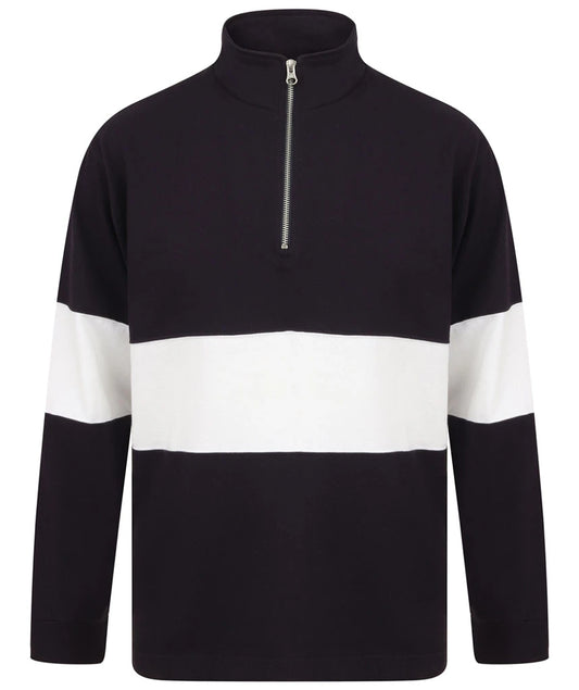 Tangerine Dream UK Panelled 1/4 Zip Neck Top Heavyweight Single Jersey Navy/White XS - 2XL TDFR006
