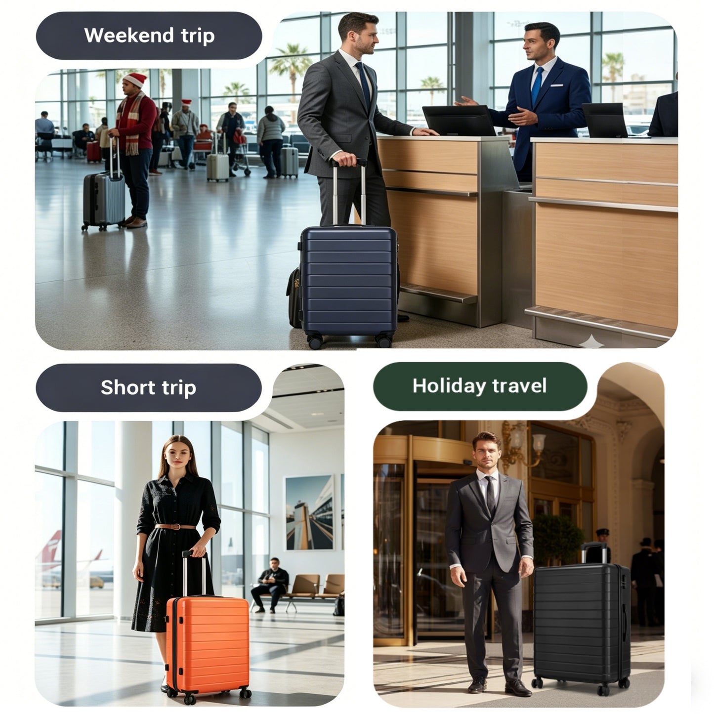 24 Inch Checked Luggage, Durable ABS Hard Shell Suitcase with 360 Silent Spinner Wheels & Secure Combination Lock KSN2691