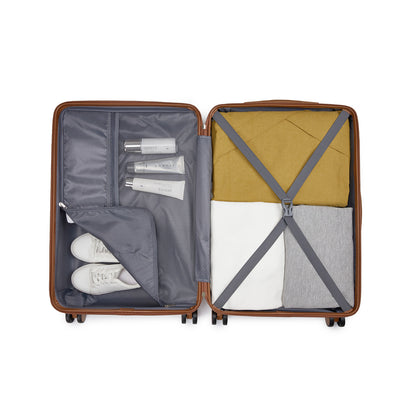 24 Inch Checked Luggage, Durable ABS Hard Shell Suitcase with 360 Silent Spinner Wheels & Secure Combination Lock KSN2691
