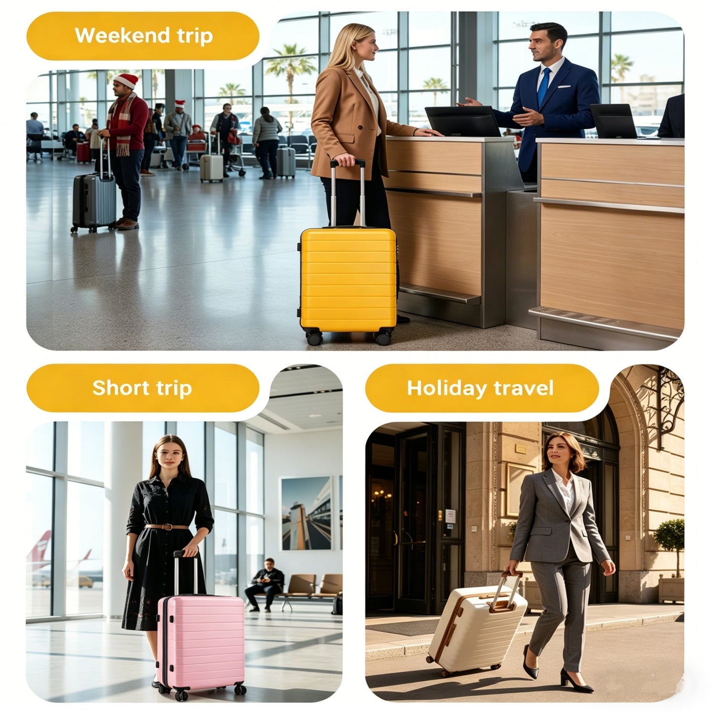 24 Inch Checked Luggage, Durable ABS Hard Shell Suitcase with 360 Silent Spinner Wheels & Secure Combination Lock KSN2691