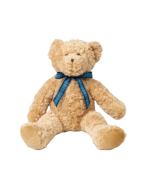 Mumbles Soft Toys Cute Bracken Teddy Bear With A Blue Tartan Ribbon MM001