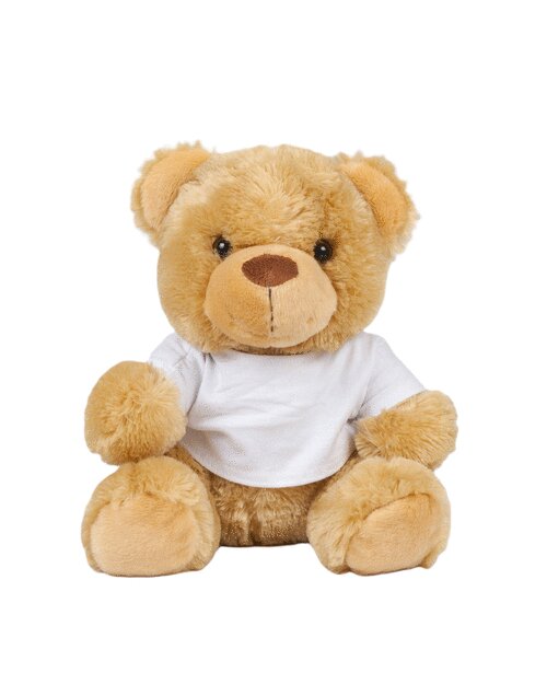 Mumbles Teddy Bear in T-Shirt S 20cm or M 30cm Brown or Cream MM30 (PL)