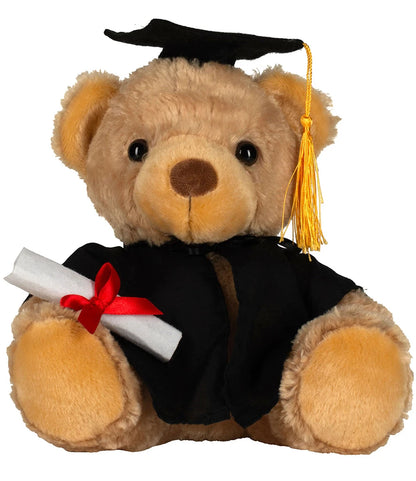 Mumbles Light Brown graduation Bear With Black Gown Hat & Scroll MM36 (PL)