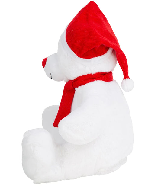 Mumbles Christmas Zippie Bear Red Knitted Scarf Christmas Hat Over One Ear 35cm MM573