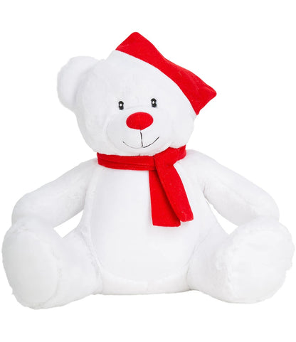 Mumbles Christmas Zippie Bear Red Knitted Scarf Christmas Hat Over One Ear 35cm MM573