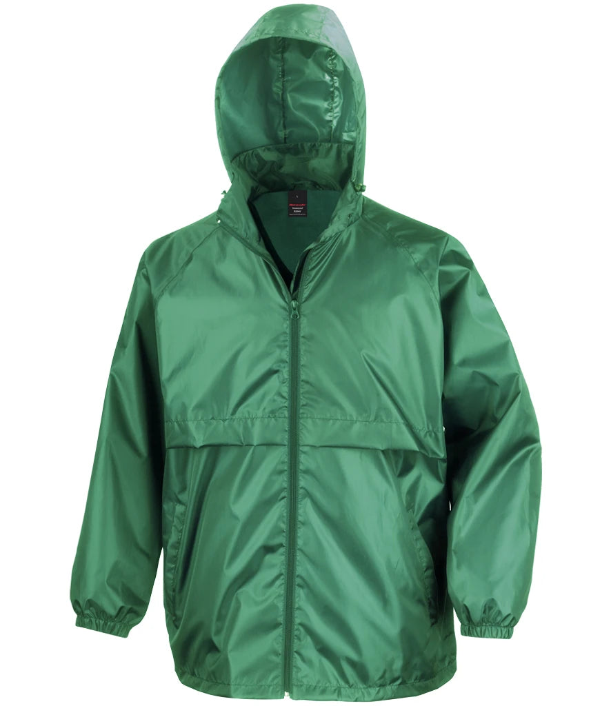 Result Core Unisex Windcheater Windproof and lightweight Jacket With concealed Hood 8 Colours S - 2XL R204X