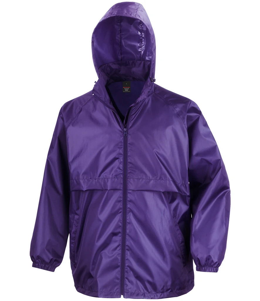 Result Core Unisex Windcheater Windproof and lightweight Jacket With concealed Hood 8 Colours S - 2XL R204X