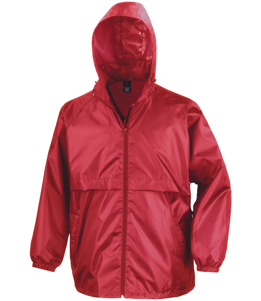 Result Core Unisex Windcheater Windproof and lightweight Jacket With concealed Hood 8 Colours S - 2XL R204X