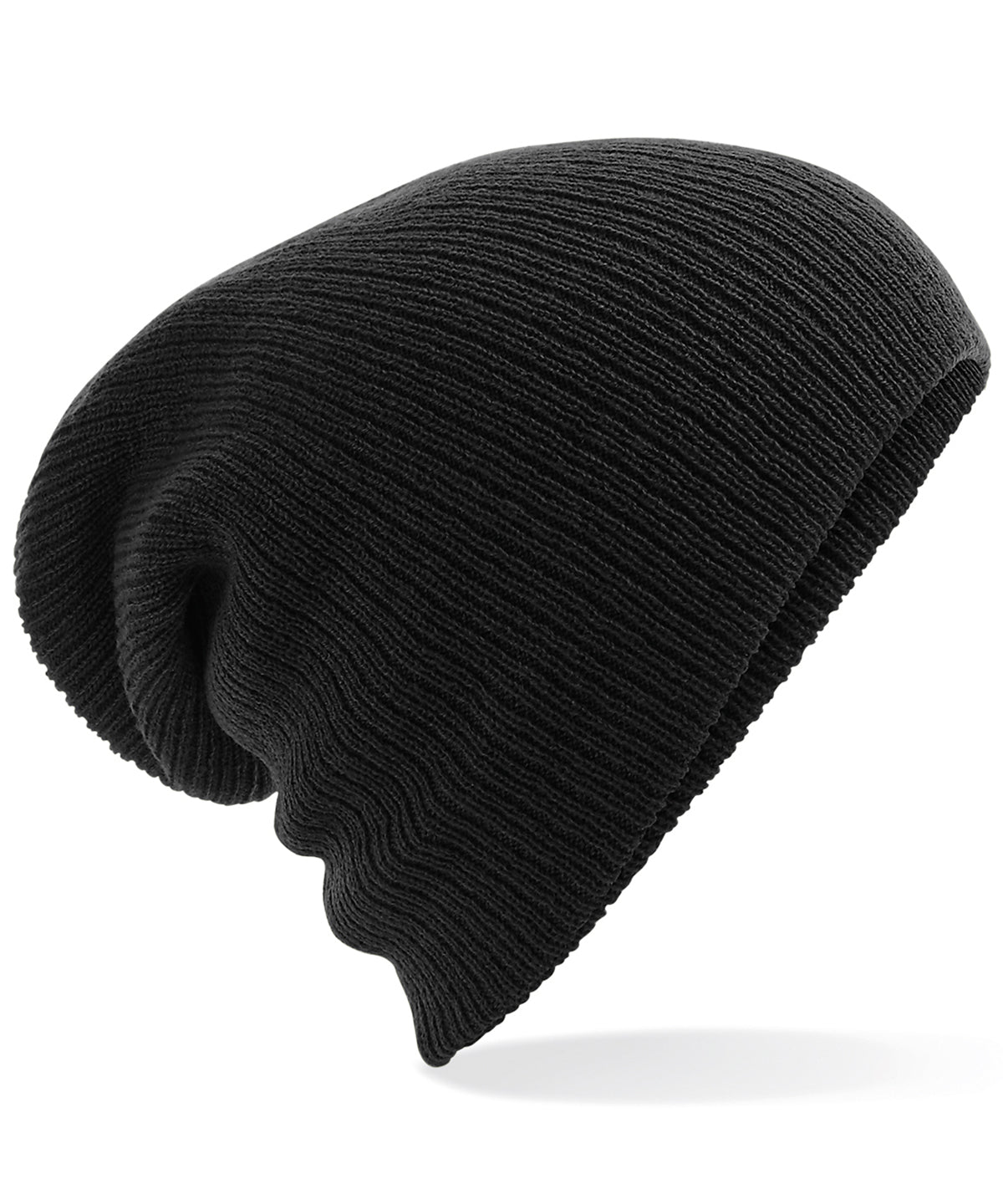 Beechfield Heavy gauge Slouch Beanie Hat Black Ideal for Cold Weather BC449