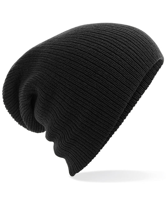 Beechfield Heavy gauge Slouch Beanie Hat Black Ideal for Cold Weather BC449